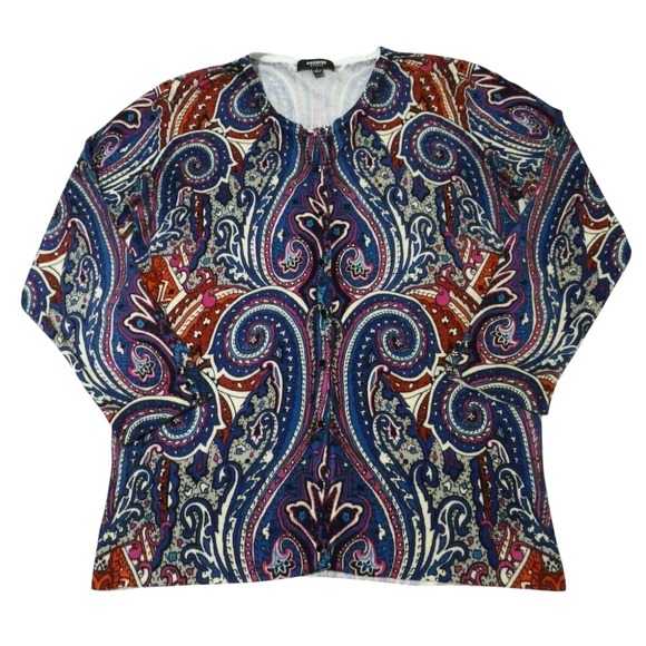Premise Studio size large‎ multicolor paisley print lightweight cardigan sweater - Picture 1 of 9